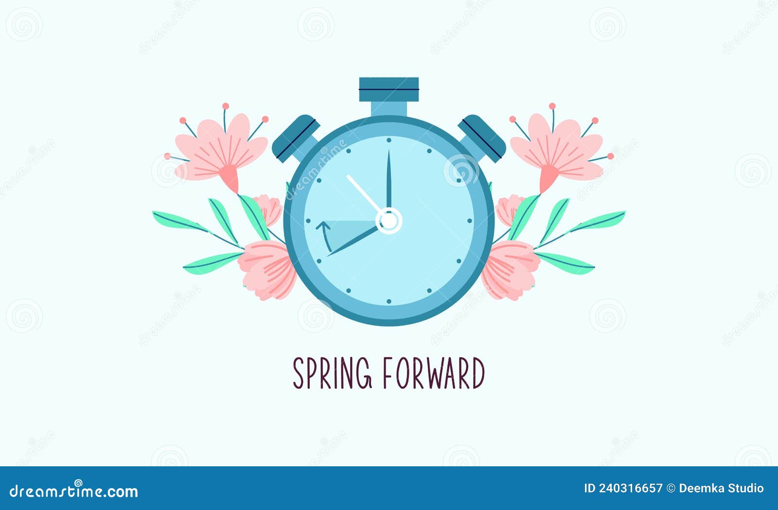 Spring Forward Fall Back Illustration with Clock Stock Illustration