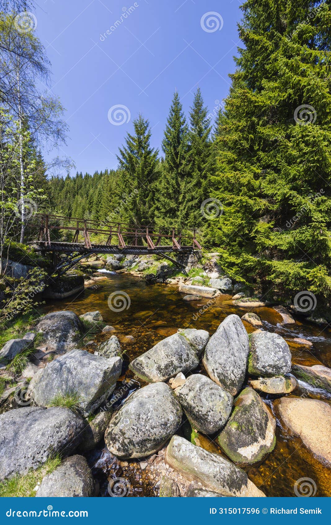 spring landscape near karlovsky most, czech and poland border, jizerky mountains, czech republic