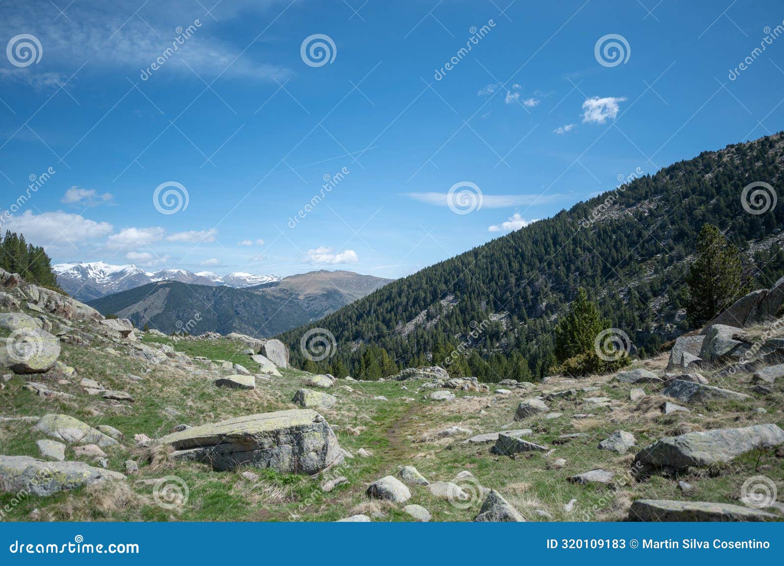spring landscapes in the pyrenees mountains in andorra
