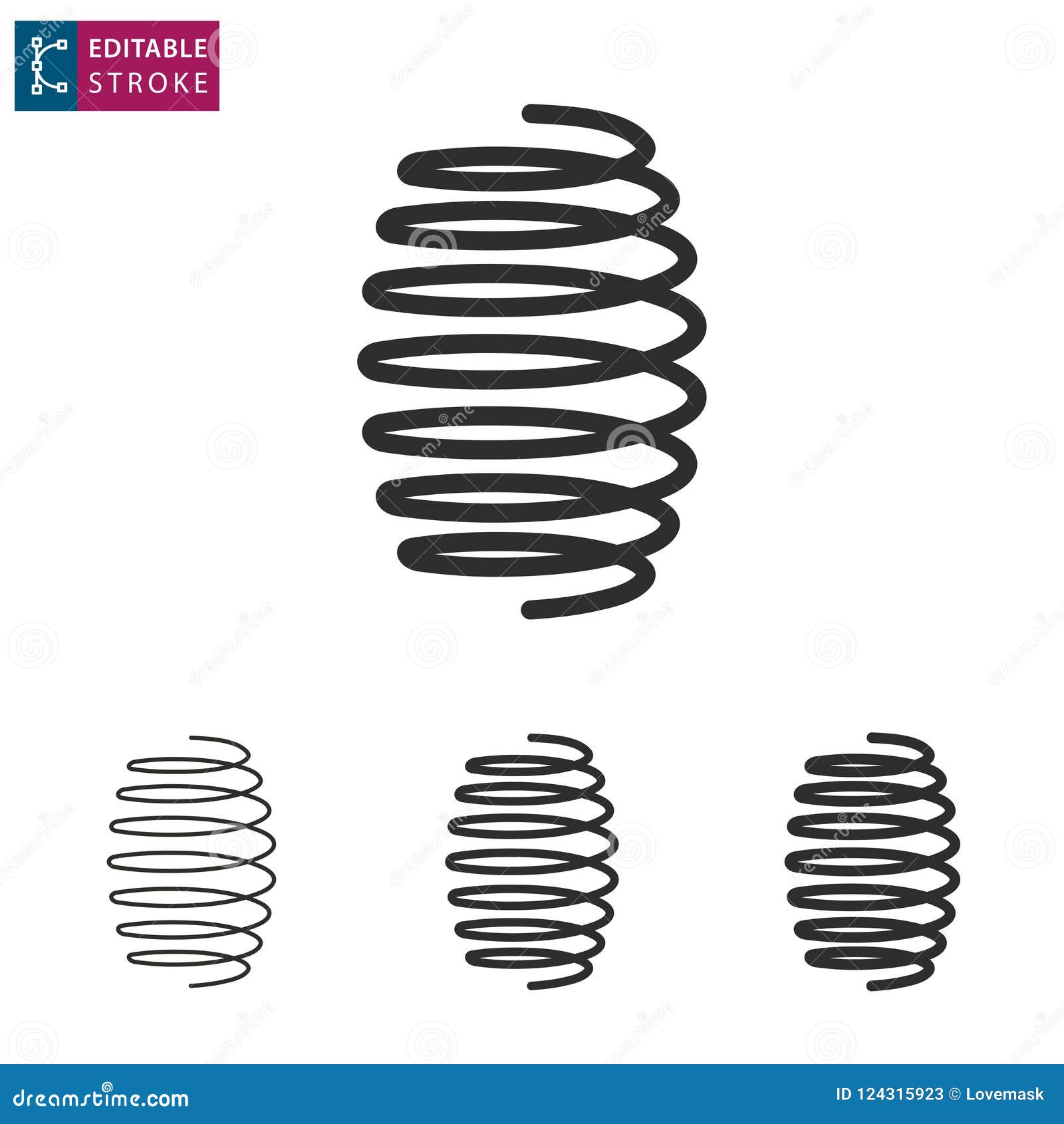 Spring Line Icon on White Background. Editable Stroke. Stock Vector