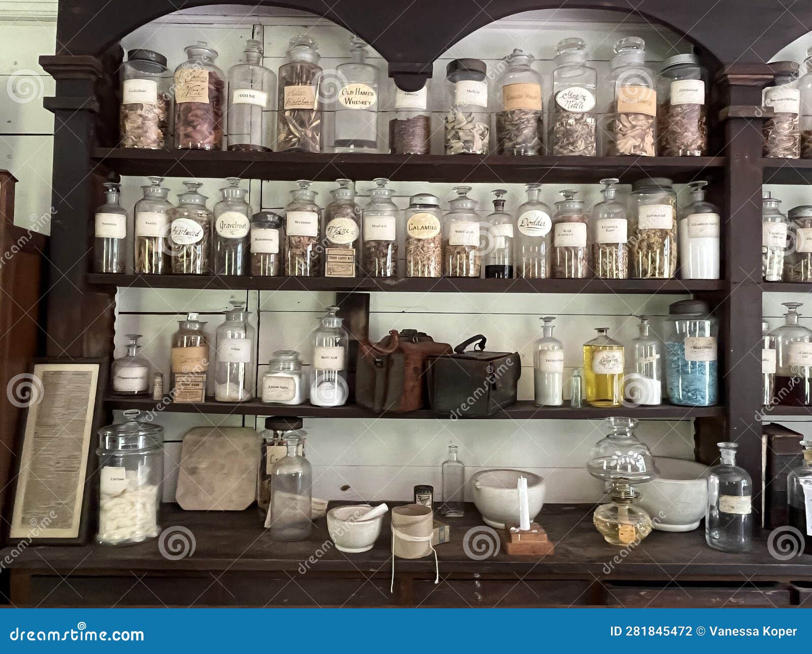 Inside the Apothecary of Spring Mill State Park, Mitchell, in Editorial