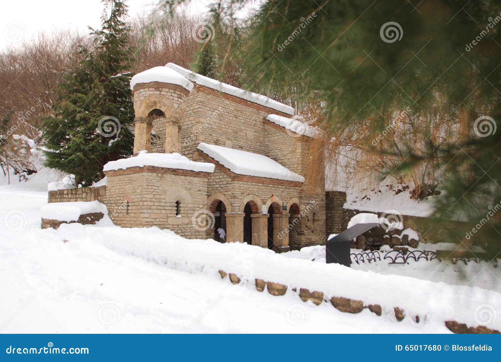 the spring in monastery of st. nino at bodbe in winter