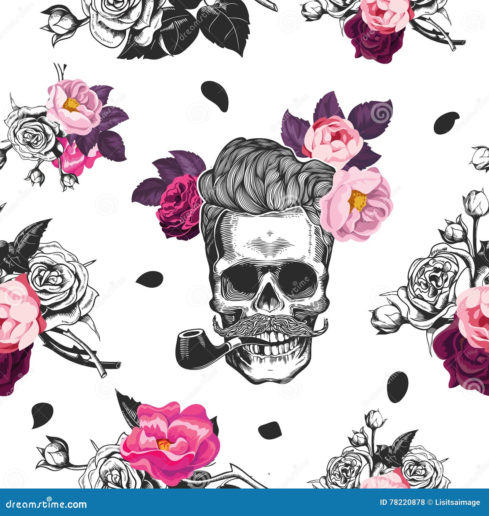 girly skulls and roses wallpaper