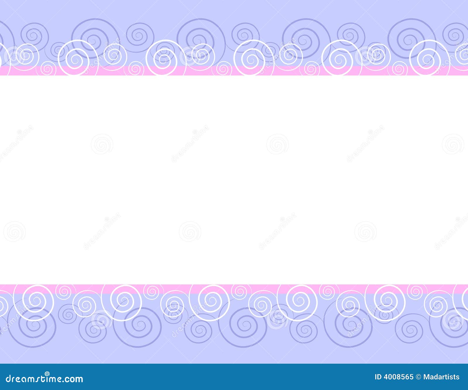 Spring Pink Blue Swirls Border Background Stock Illustration