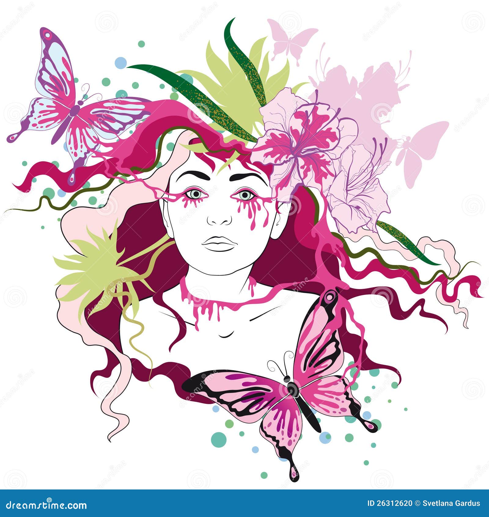 Spring, portrait of woman stock vector. Illustration of hair - 26312620