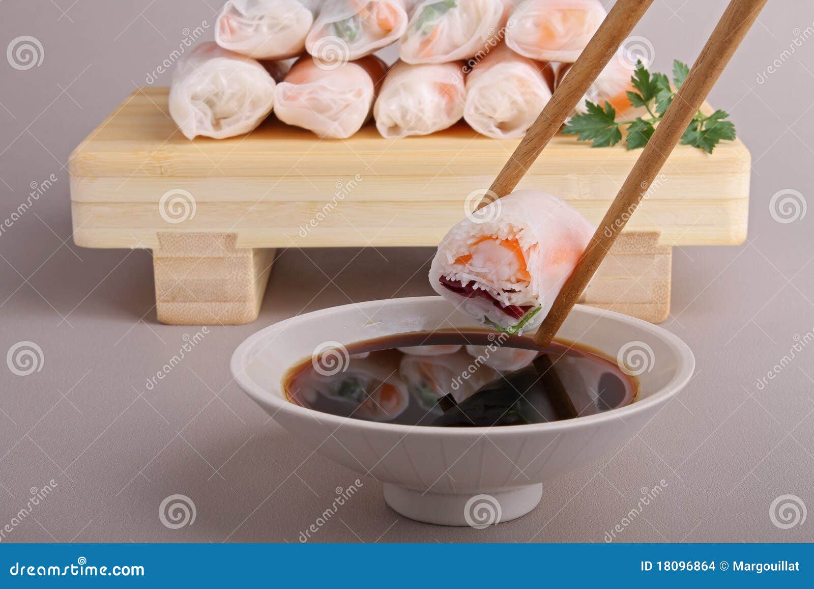 Spring roll and chopsticks stock photo. Image of healthy 18096864
