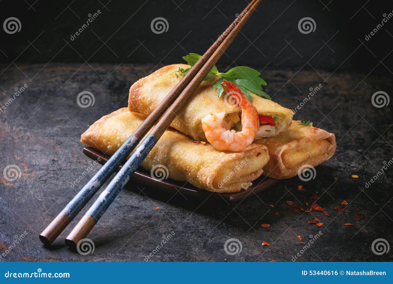 spring rolls with vegetables and shrimps