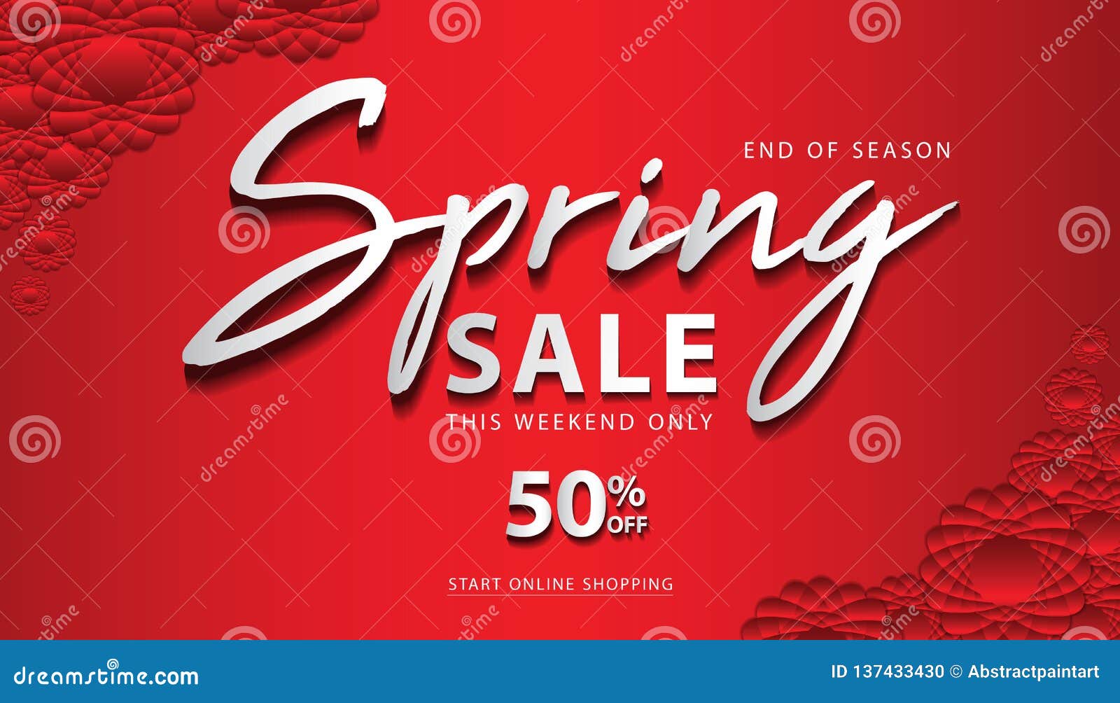 Spring Sale Banner Template, Web Page, Banner Design, Flower Concept
