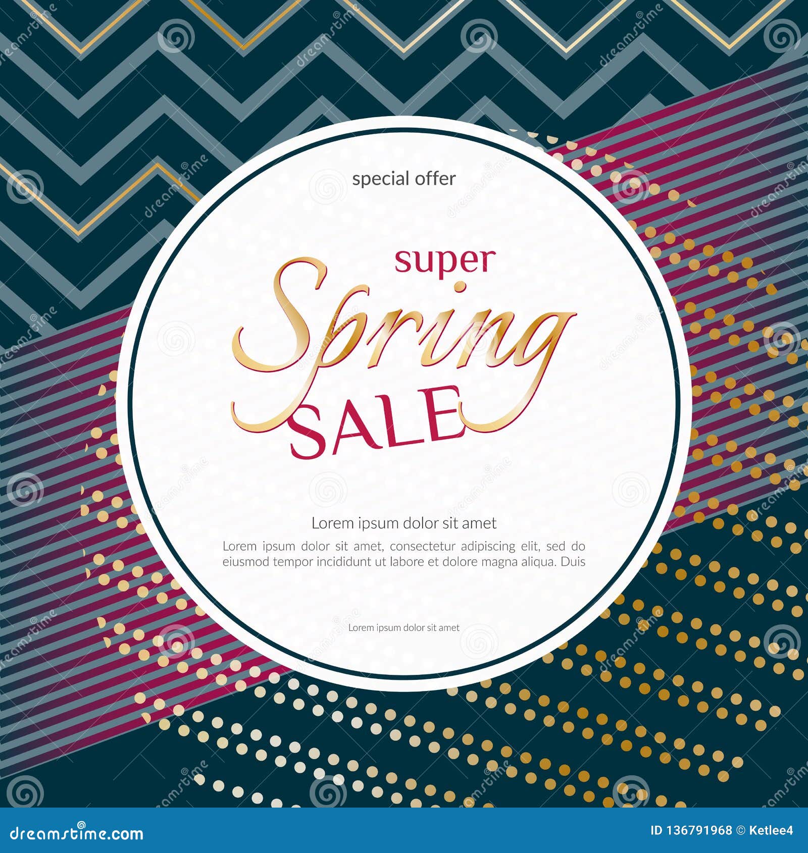 spring sale round banner on elegant dark luxury background with golden zigzag lines specks banner   for discounts