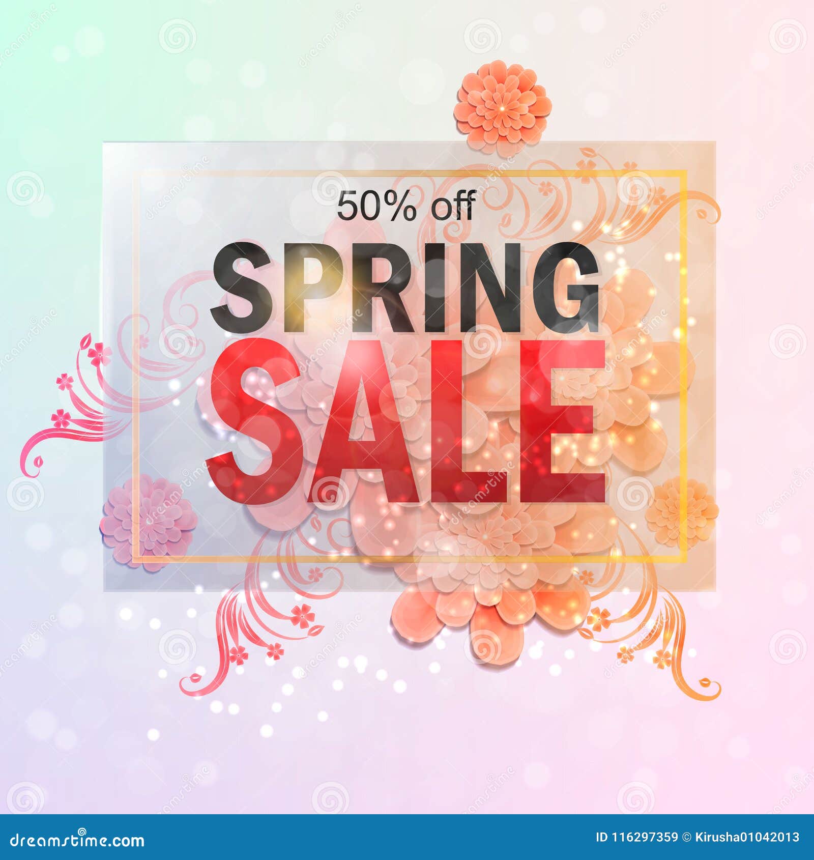 Spring Sale Background with Flowers Stock Illustration - Illustration ...