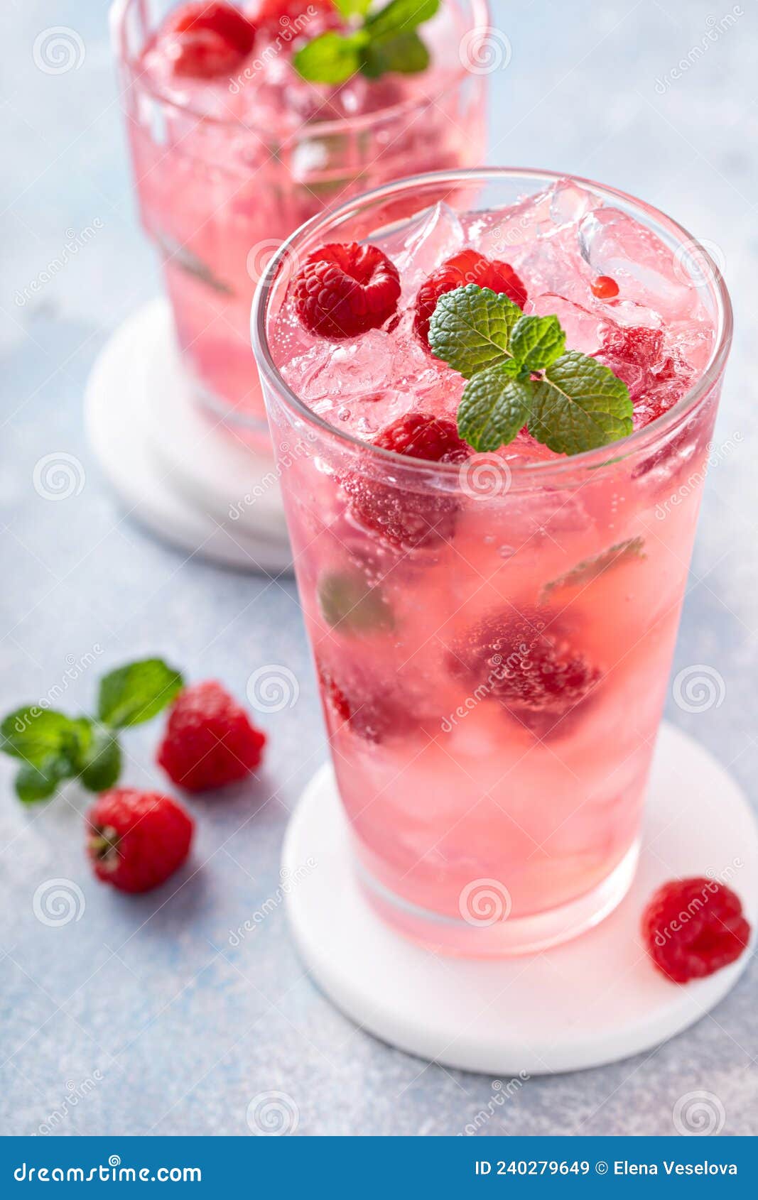Spring or Summer Cocktail with Raspberry and Mint Stock Image Image