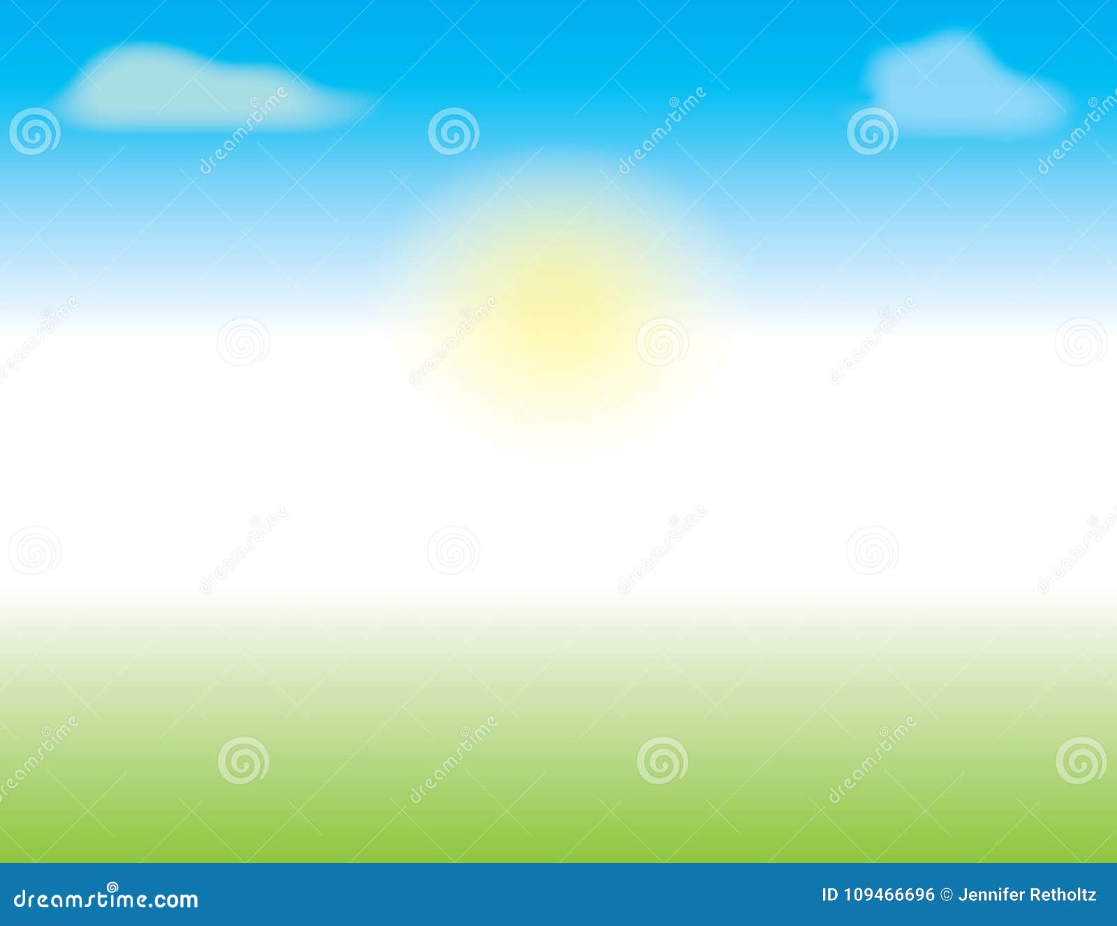 spring or summer scene with blue skies and green grass