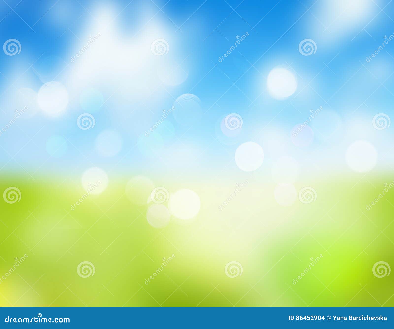 Spring Summer Sky Grass Natural Blurred Background Stock Illustration ...