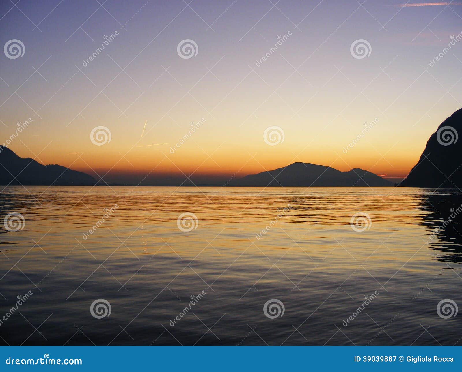 spring sunset over the lake of iseo ,italy