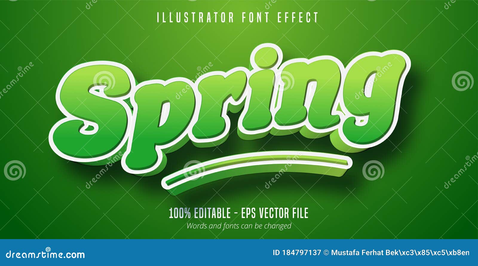 spring text effect, green editable font style