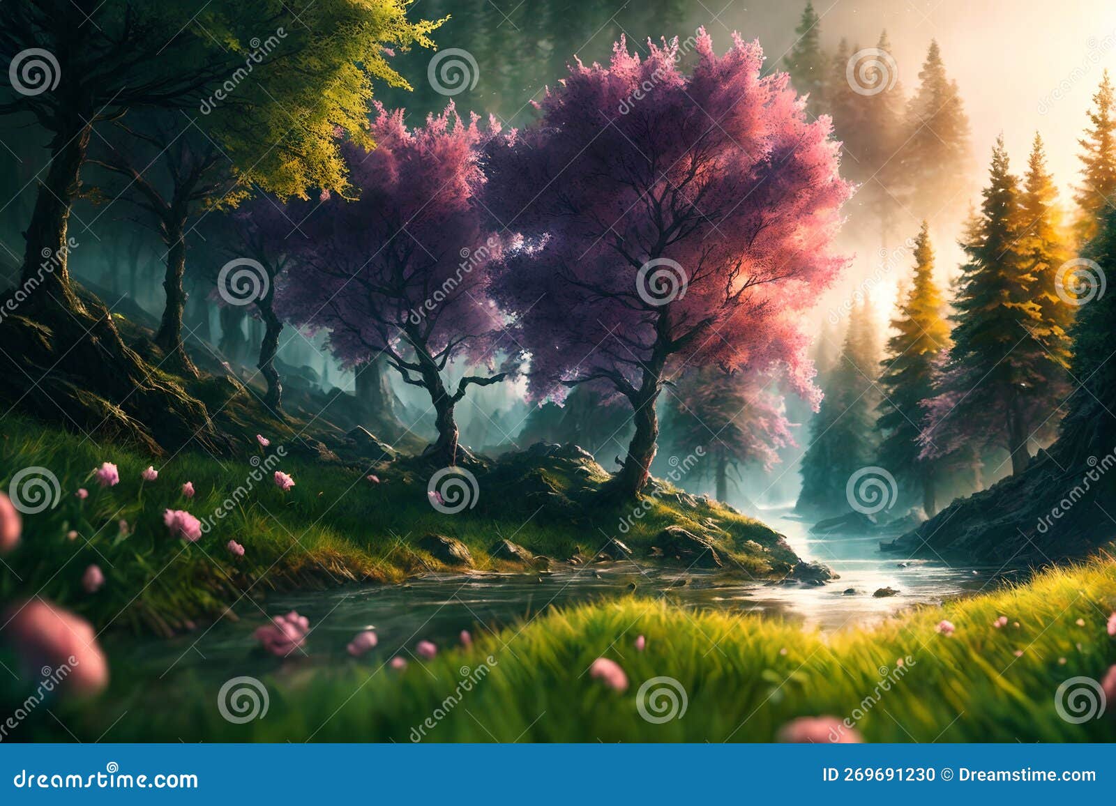 spring theme, forest, tree s