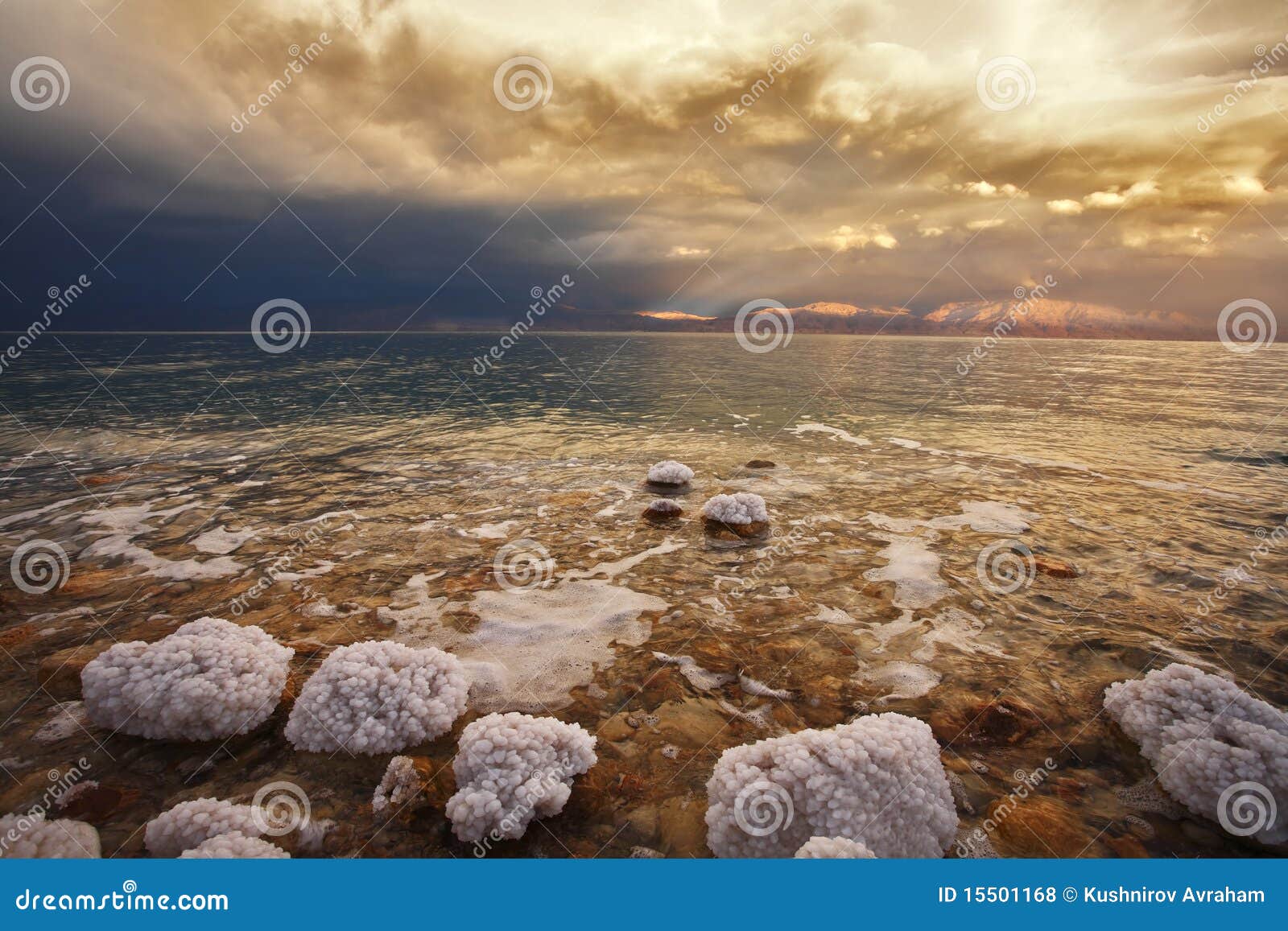 The spring thunder-storm on the Dead Sea. Grandiose spring thunder-storm on the Dead Sea