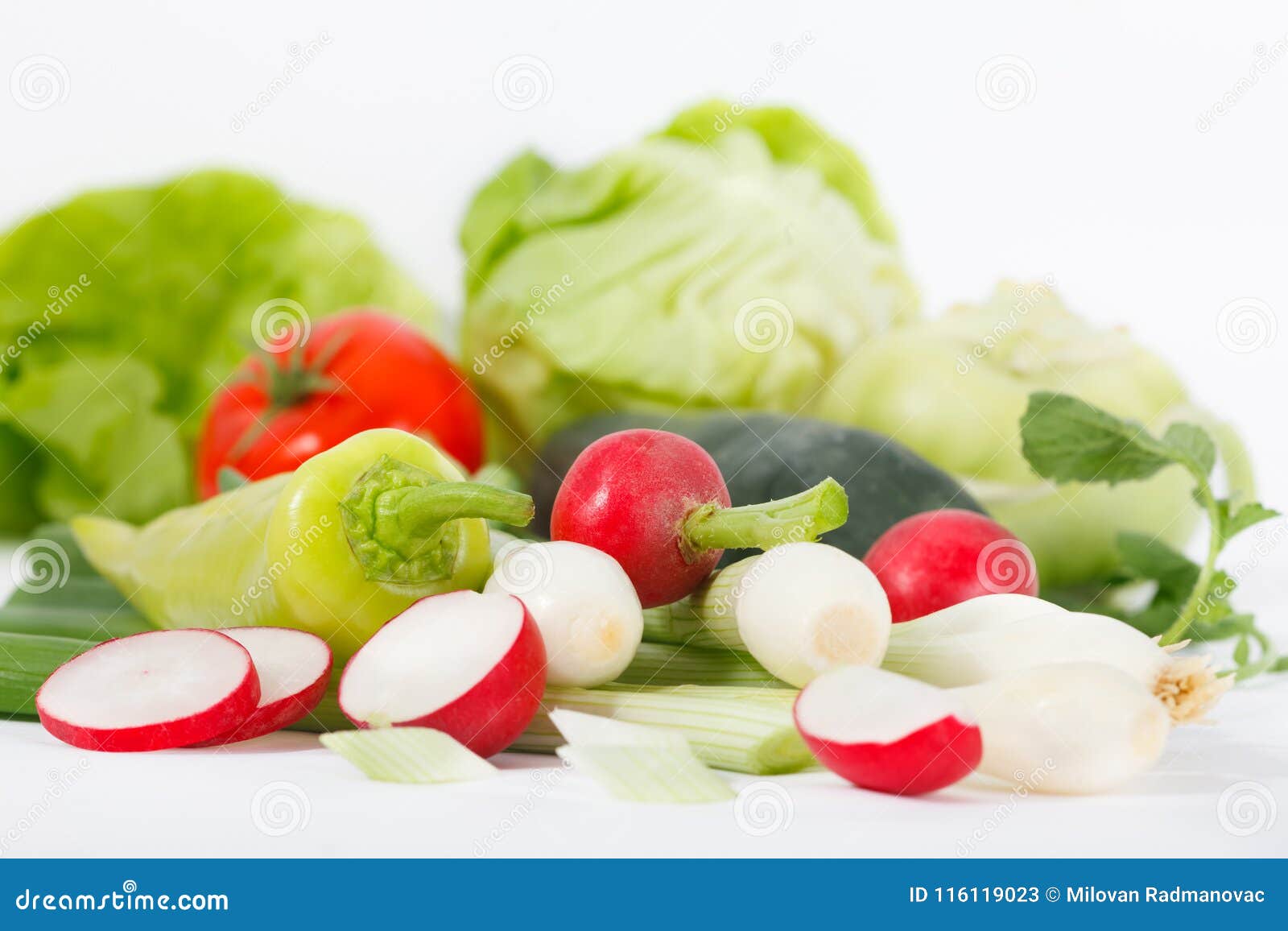 Spring Vitamin Set of Various Green Leafy Vegetables Stock Image