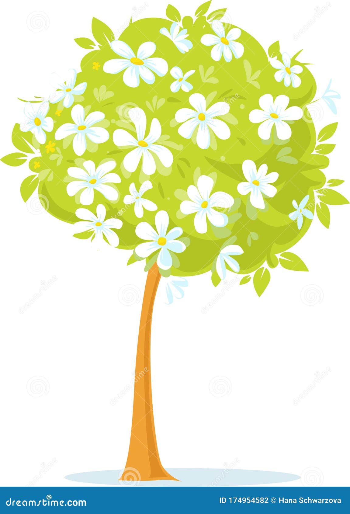 Spring White Flower Tree Or Blooming Apple Tree Vector Stock Vector Illustration Of Vector Decorative 174954582