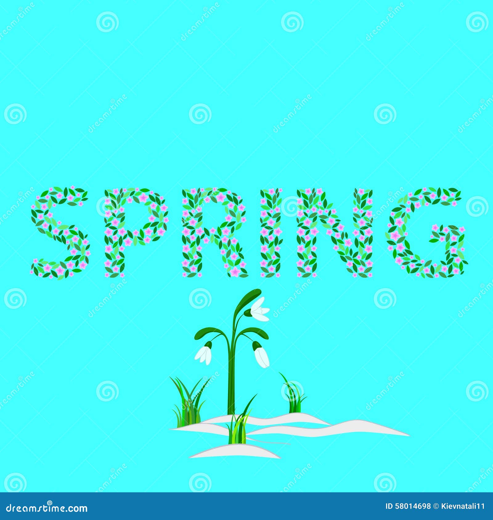 Spring word stock vector. Illustration of season, leaf 58014698