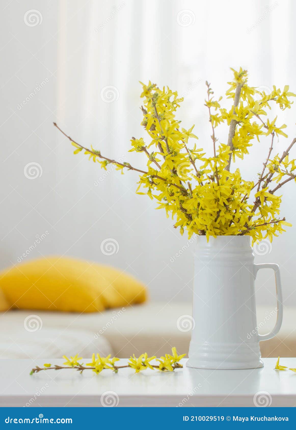 Yellow Flowers in Vase on Modern Interior Stock Image Image of modern