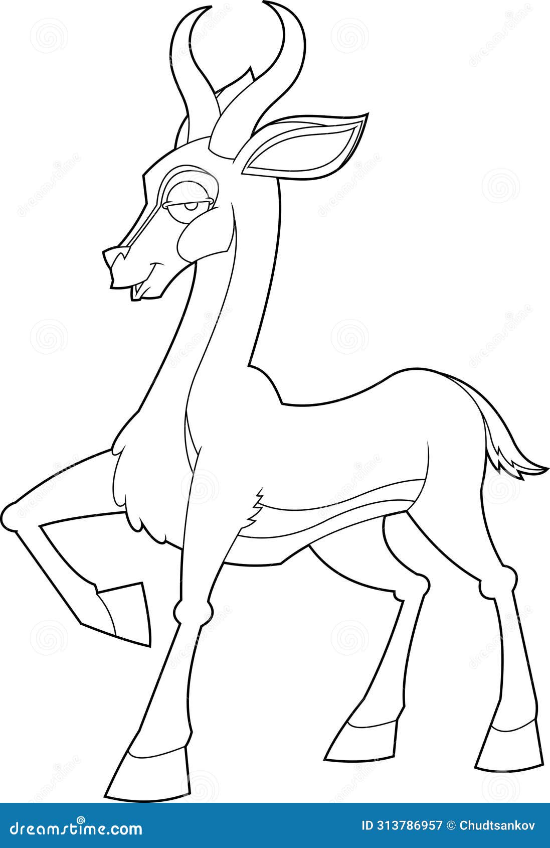 outlined springbok animal cartoon character
