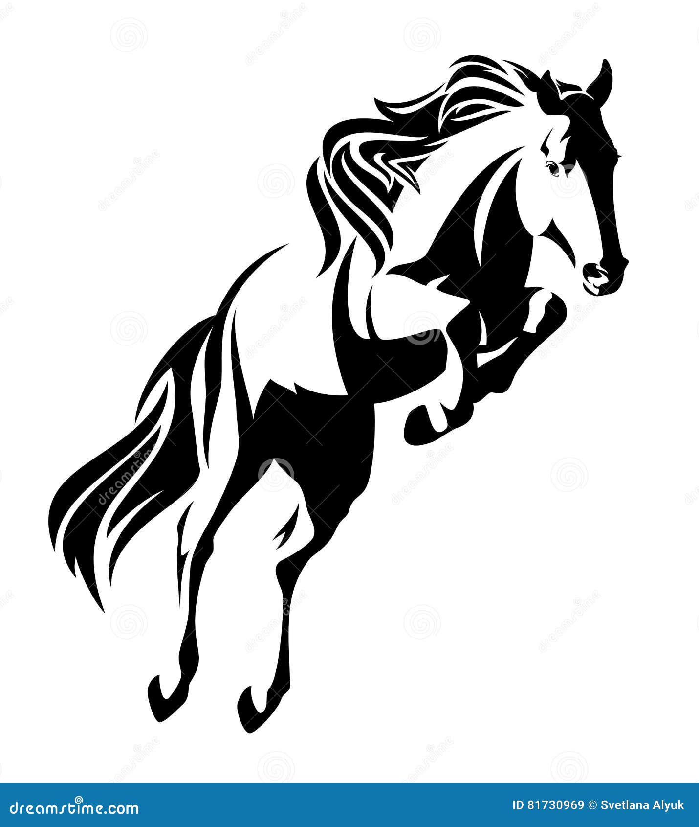 Dalset In werkelijkheid Basistheorie Springend Paard Zwart-wit Vectorontwerp Vector Illustratie - Illustration  of hengst, mooi: 81730969