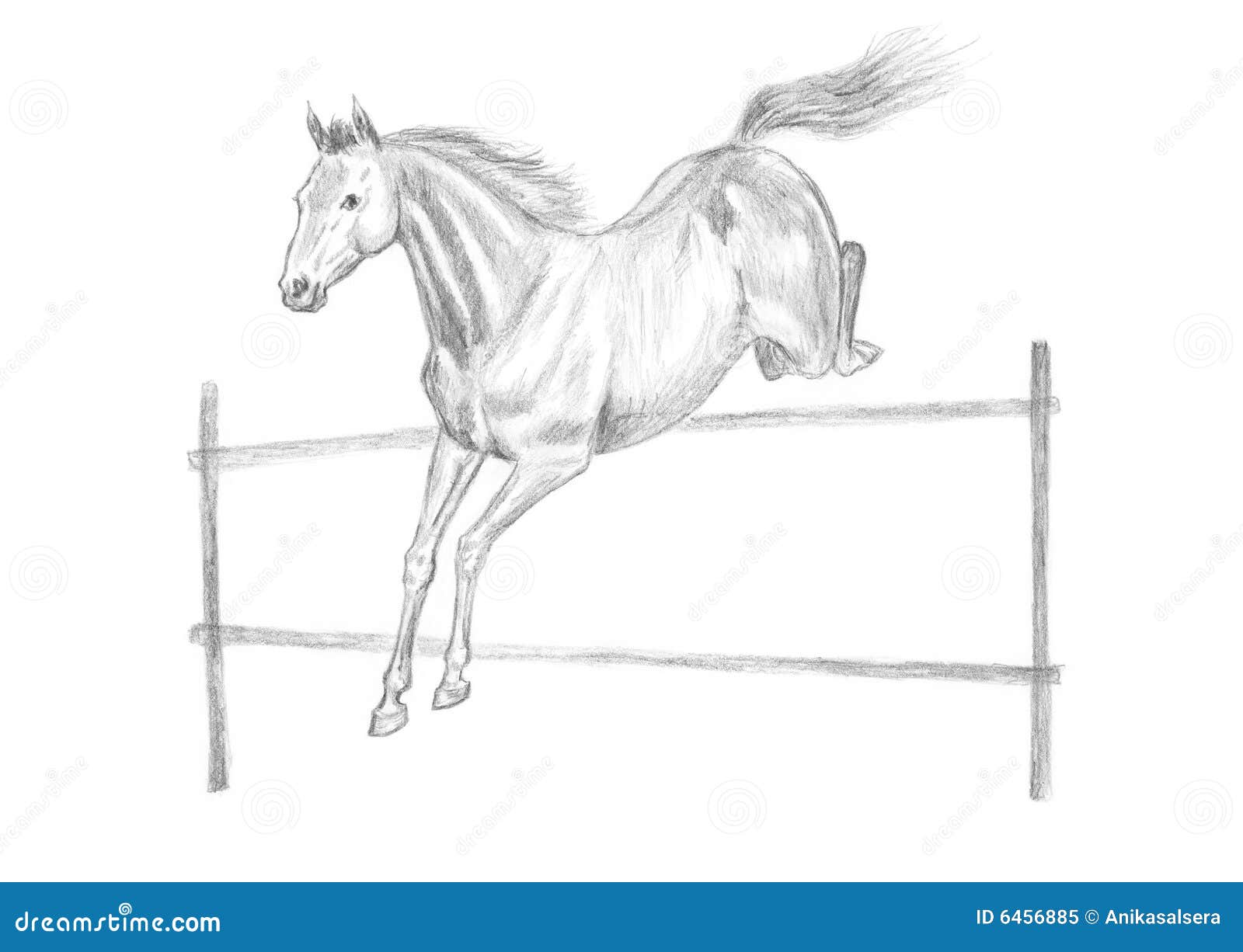 Springende Pferdenzeichnung Stock Abbildung - Illustration von