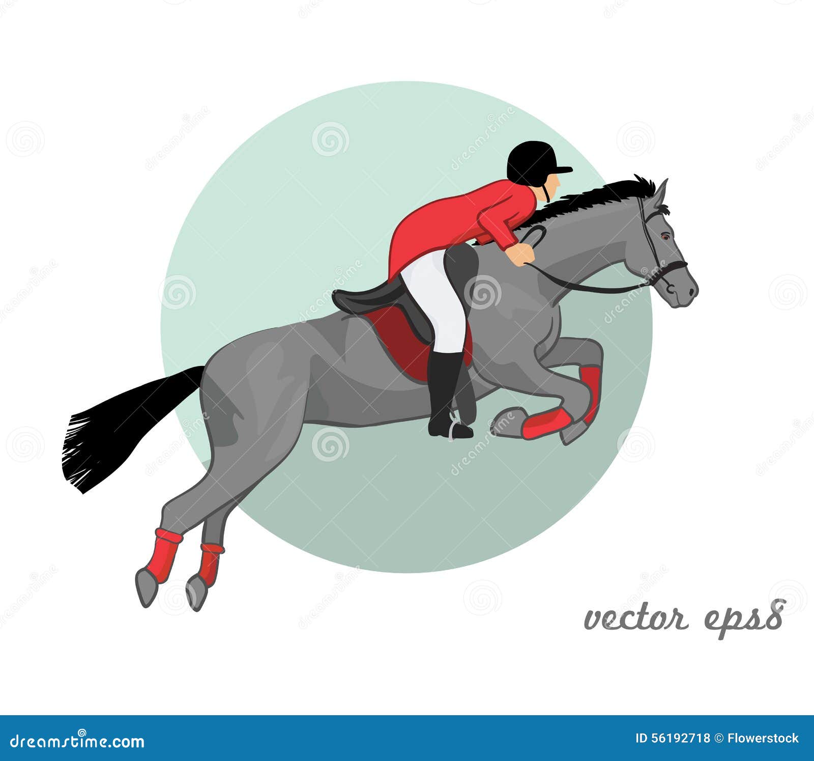 Springendes Pferd Und Reiter Vektor Abbildung - Illustration von plakat