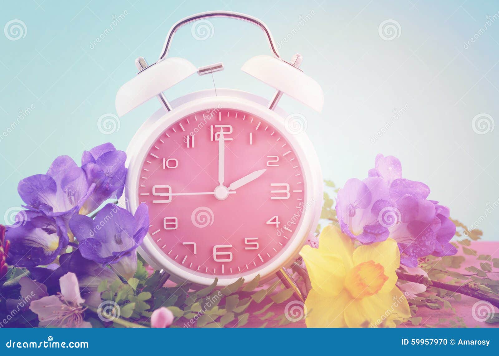 springtime daylight saving time clock concept