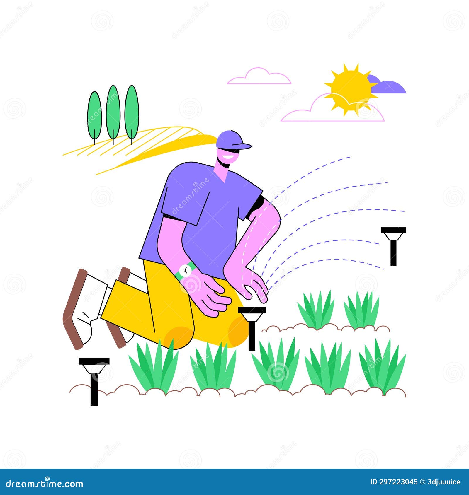 Sprinkle Irrigation Systems Isolated Cartoon Vector Illustrations