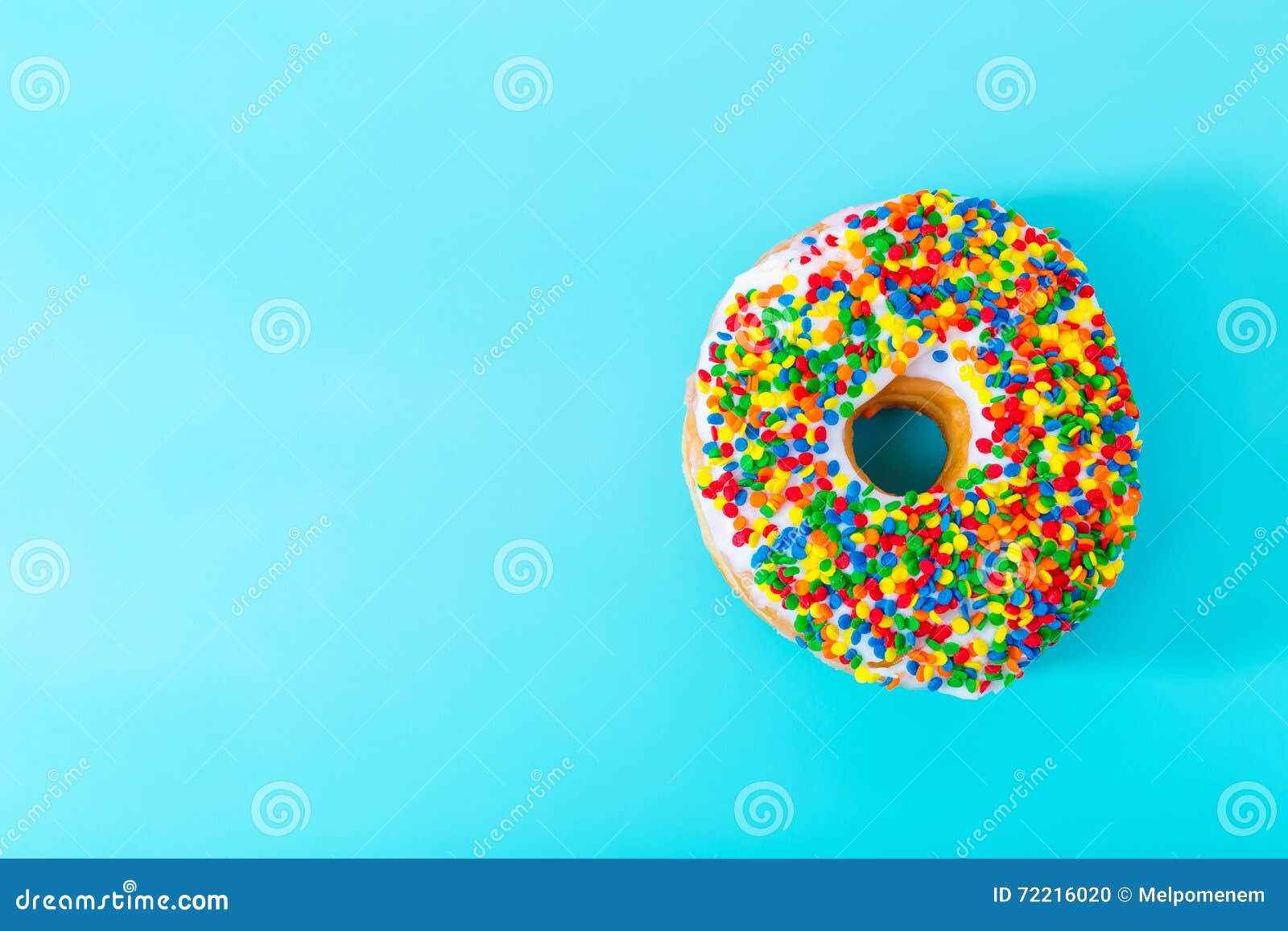 Sprinkled Donut on Pastel Blue Background Stock Photo Image of