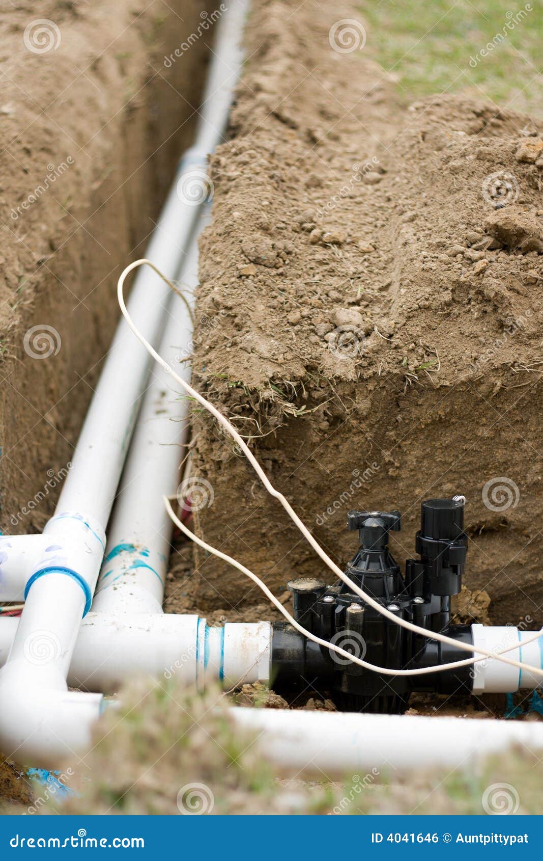Sprinkler System Installation Stock Photo Image of dirt, system 4041646