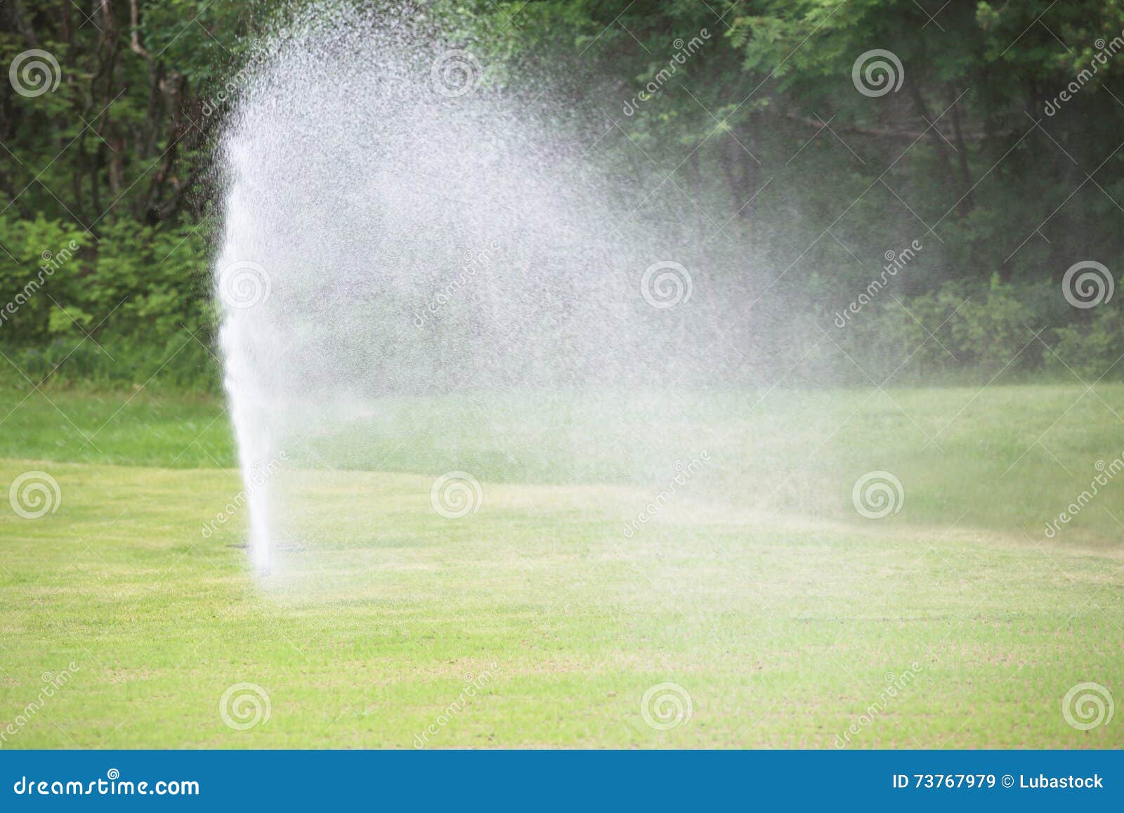 Sprinklers at golf course stock image. Image of irrigation 73767979
