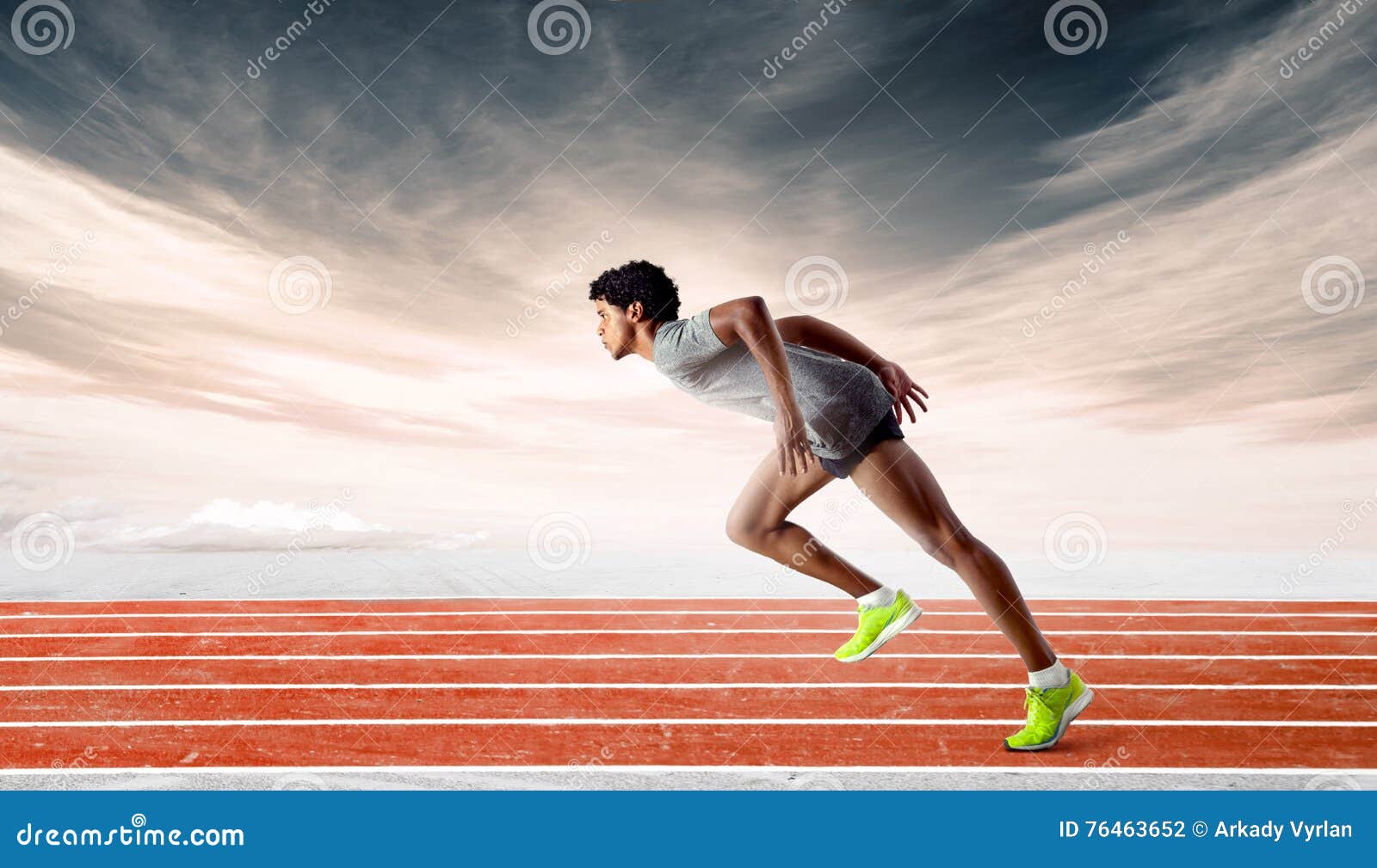 Sprinter on Track Leaning Forward Stock Photo - Image of determination ...