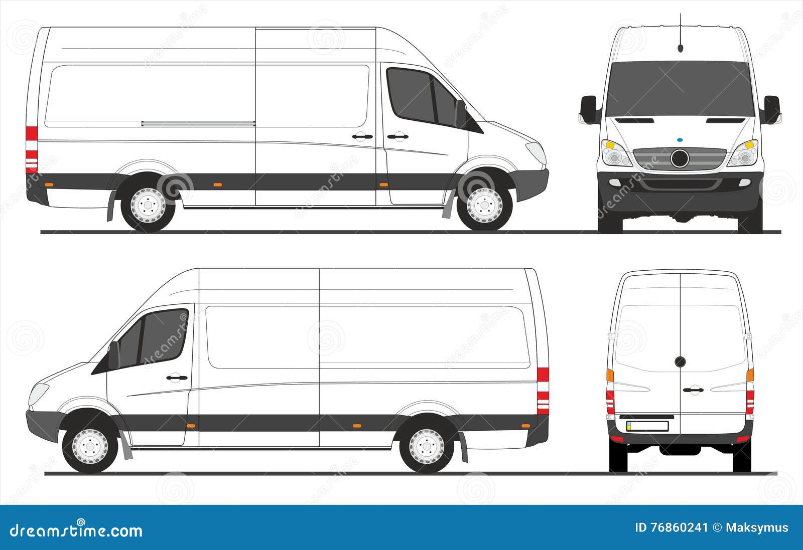 Mercedes Sprinter Van Lwb Stock Vector Illustration Of