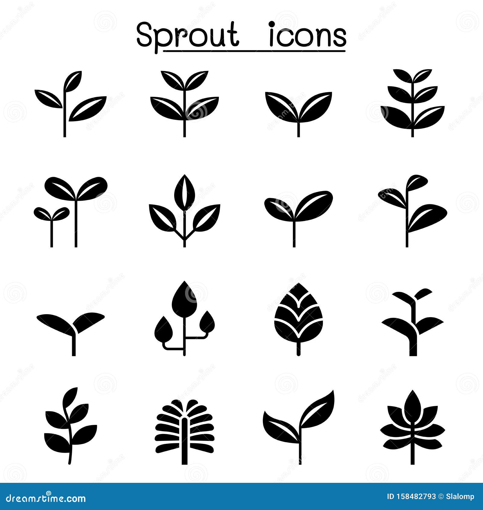 sprout, plant, treetop, leaf icon set   graphic 