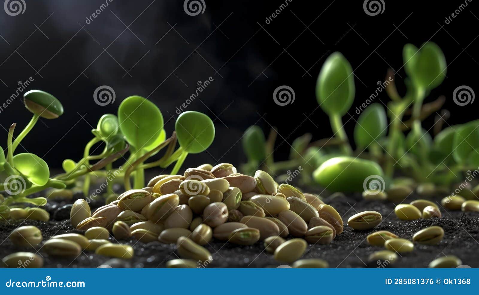 Sprouted Beans for a Healthy Diet. Generative AI Stock Illustration