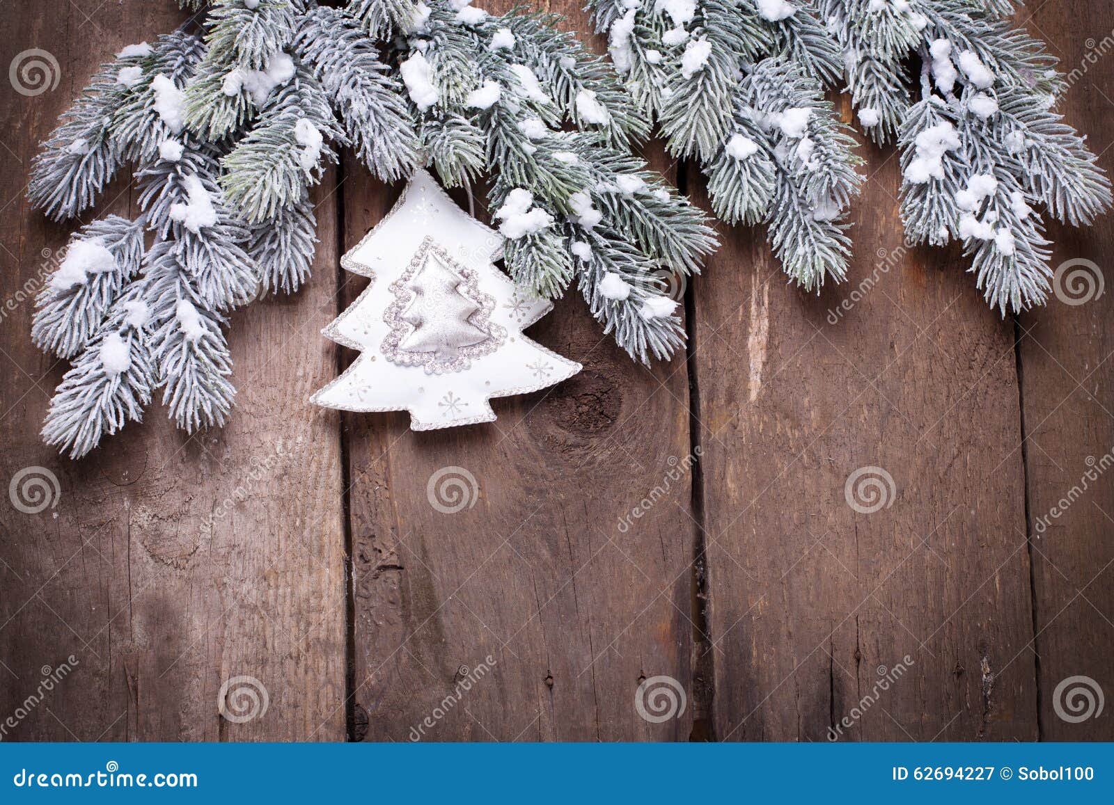 Spruce Branches, Christmas Decoration on Aged Wooden Backgrou Stock ...