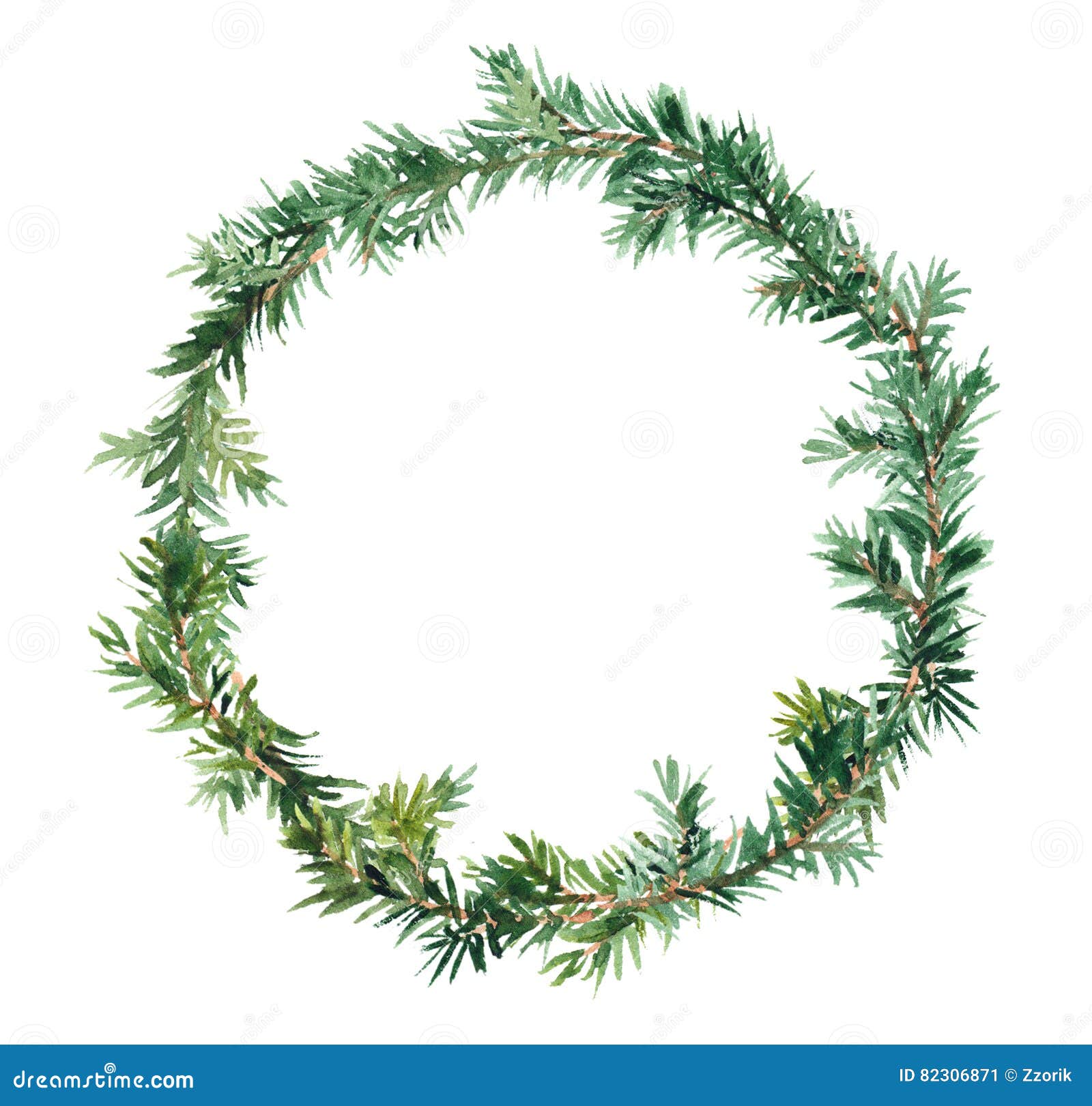 spruce wreath - fir tree. watercolor