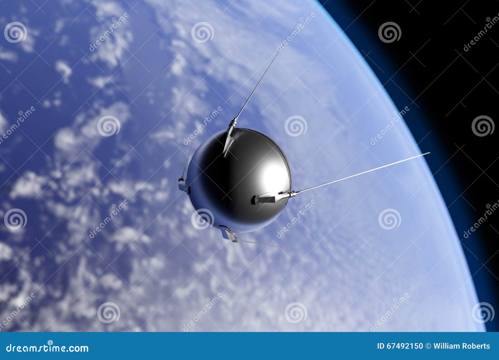 Sputnik Orbiting Earth stock illustration. Illustration of russian