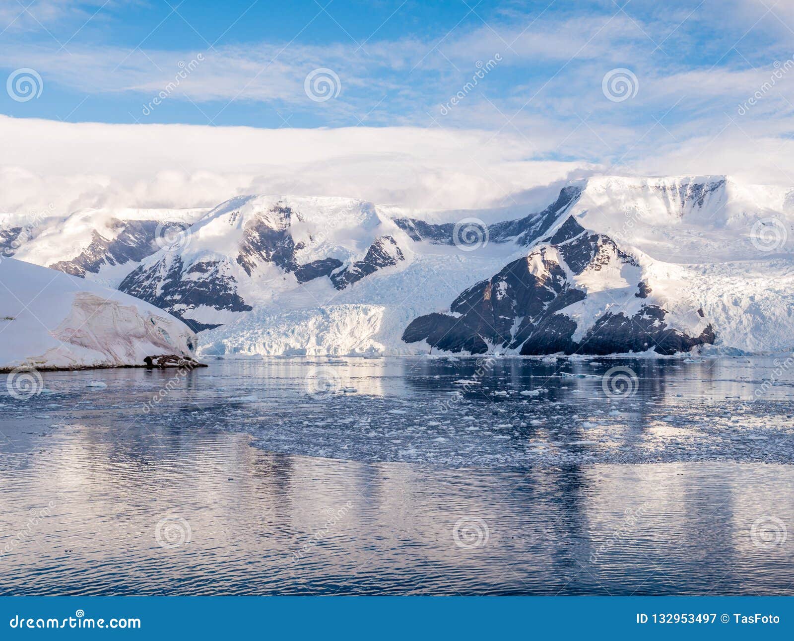 Spławowy aroganta lód i lodowowie Lester Neko i zatoczka Ukrywamy. Spławowy aroganta lód, lodowowie Lester zatoczka i Neko schronienie, Andvord zatoka, Arctowski półwysep, stały ląd Antarctica