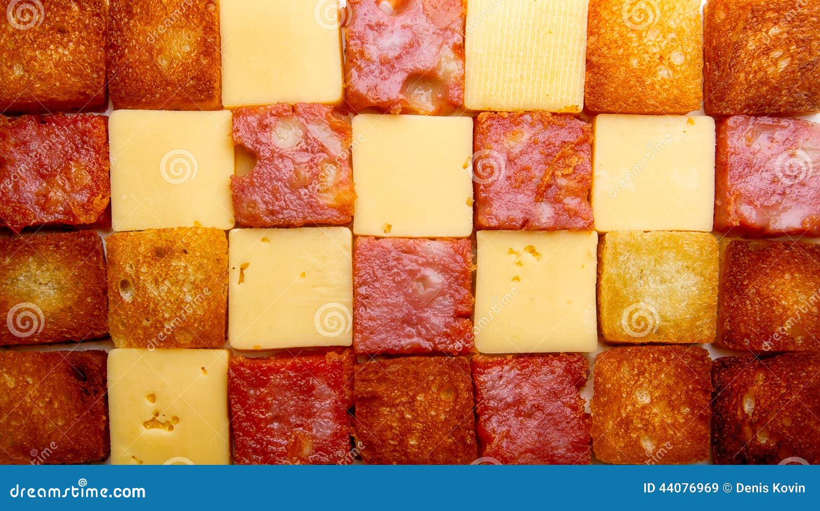 sqare slices of salsmi, bread, cheese