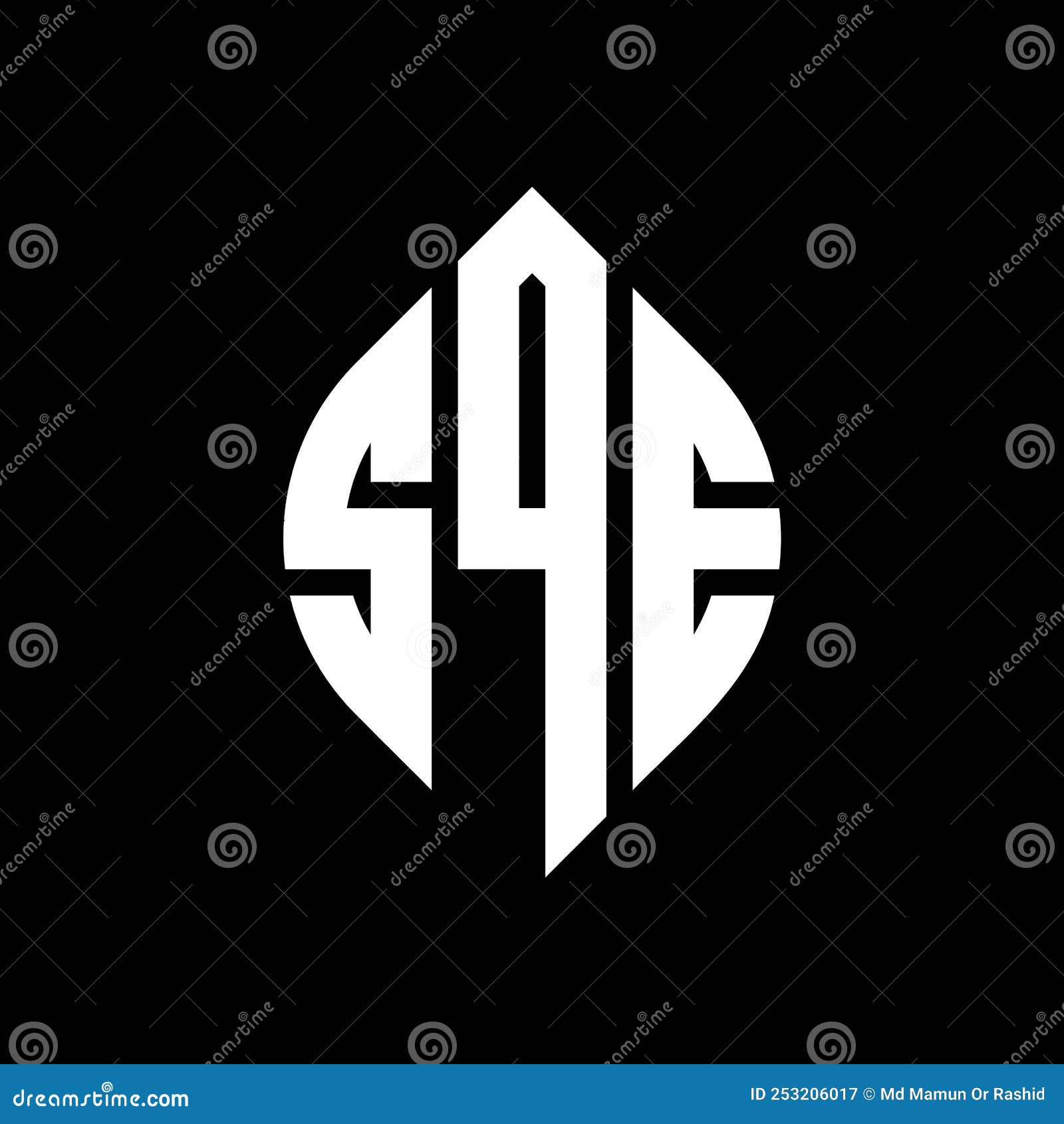 sqe circle letter logo  with circle and ellipse . sqe ellipse letters with typographic style. the three initials form a