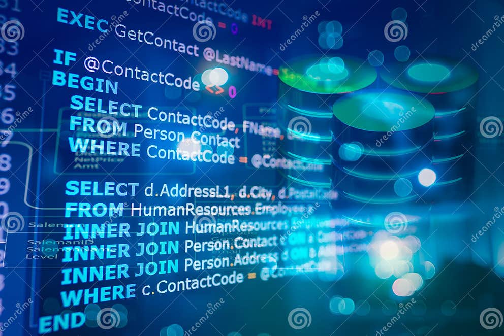 SQL (Structured Query Language) Code on Computer Monitor Stock ...