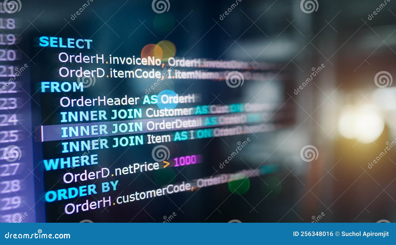SQL (Structured Query Language) Code on Computer Monitor Stock Photo ...