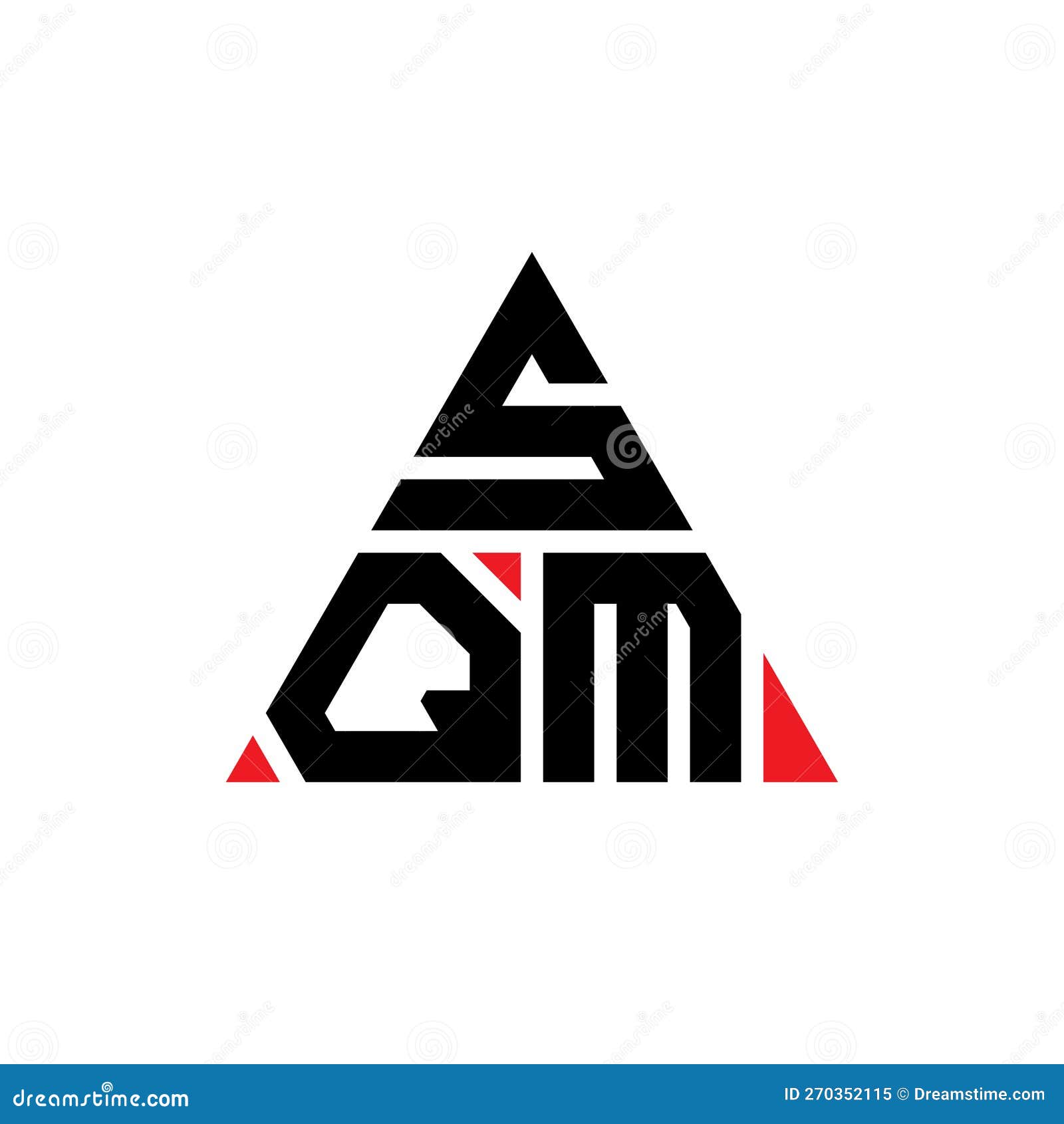 sqm triangle letter logo  with triangle . sqm triangle logo  monogram. sqm triangle  logo template with red