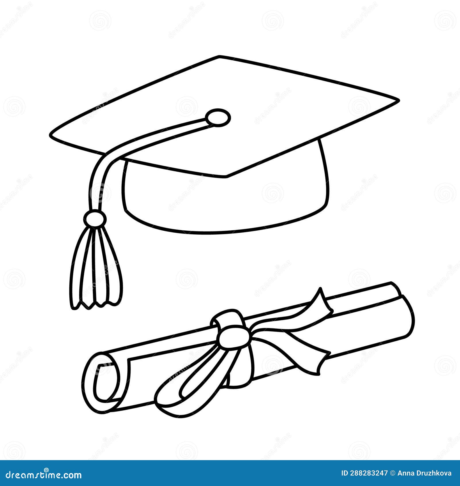 Square Academic Cap and Diploma Hand Drawn Doodle Illustration Stock ...
