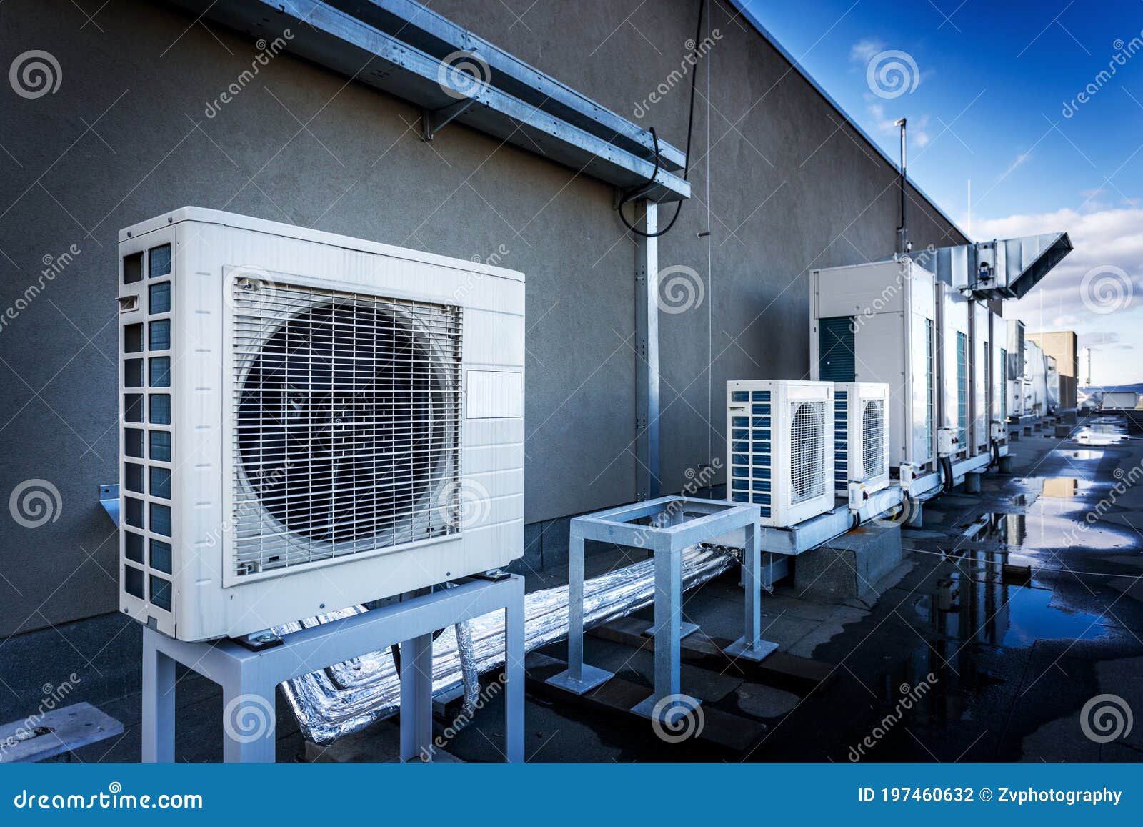 Square Air Conditioning Unit on the Roof Stock Photo Image of cooling, electric 197460632