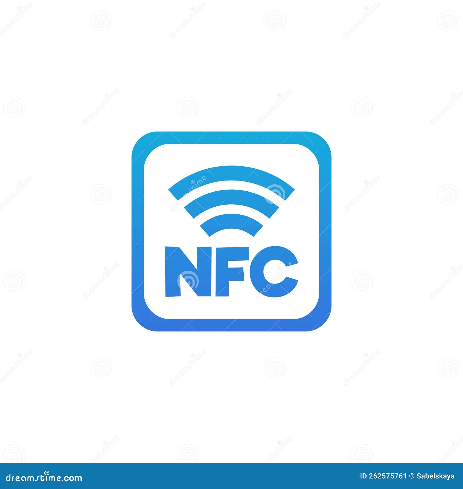 Square Badge with NFC Payment Symbol or Sign, Vector Illustration